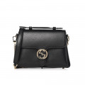 Gucci Black Leather Interlocking GG Clasp Convertible Bag