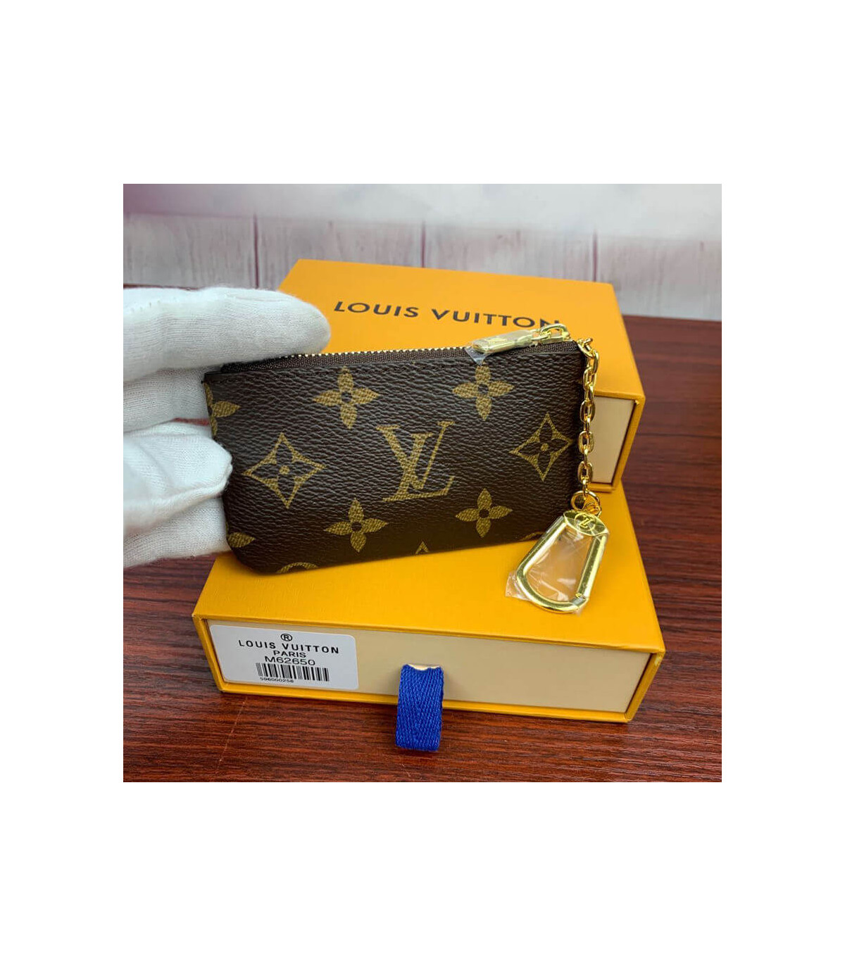 Louis Vuitton Monogram Key Pouch M62650 Brown Cloth ref.870653 - Joli Closet