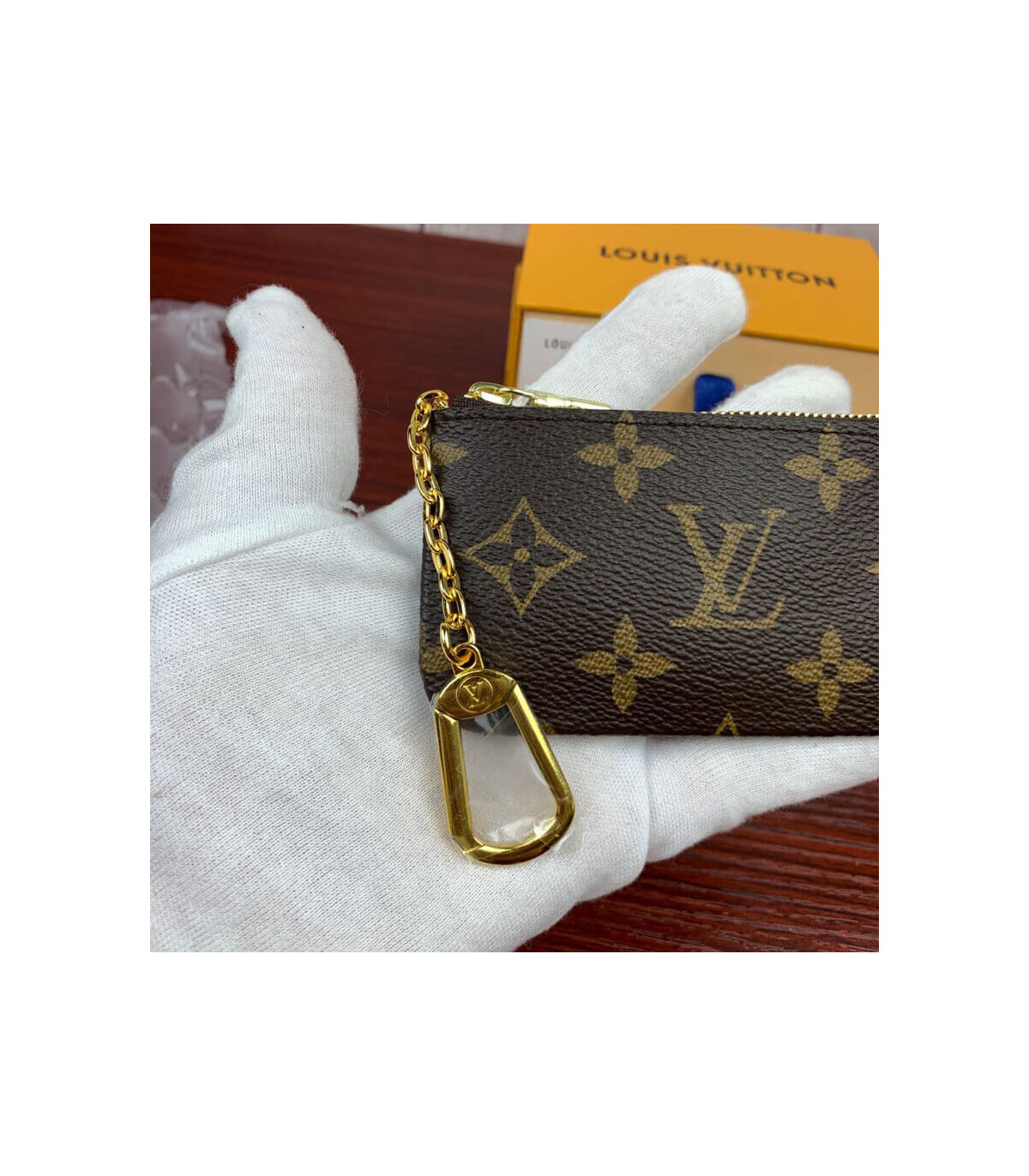 Louis Vuitton Monogram Key Pouch M62650 Brown Cloth ref.870653