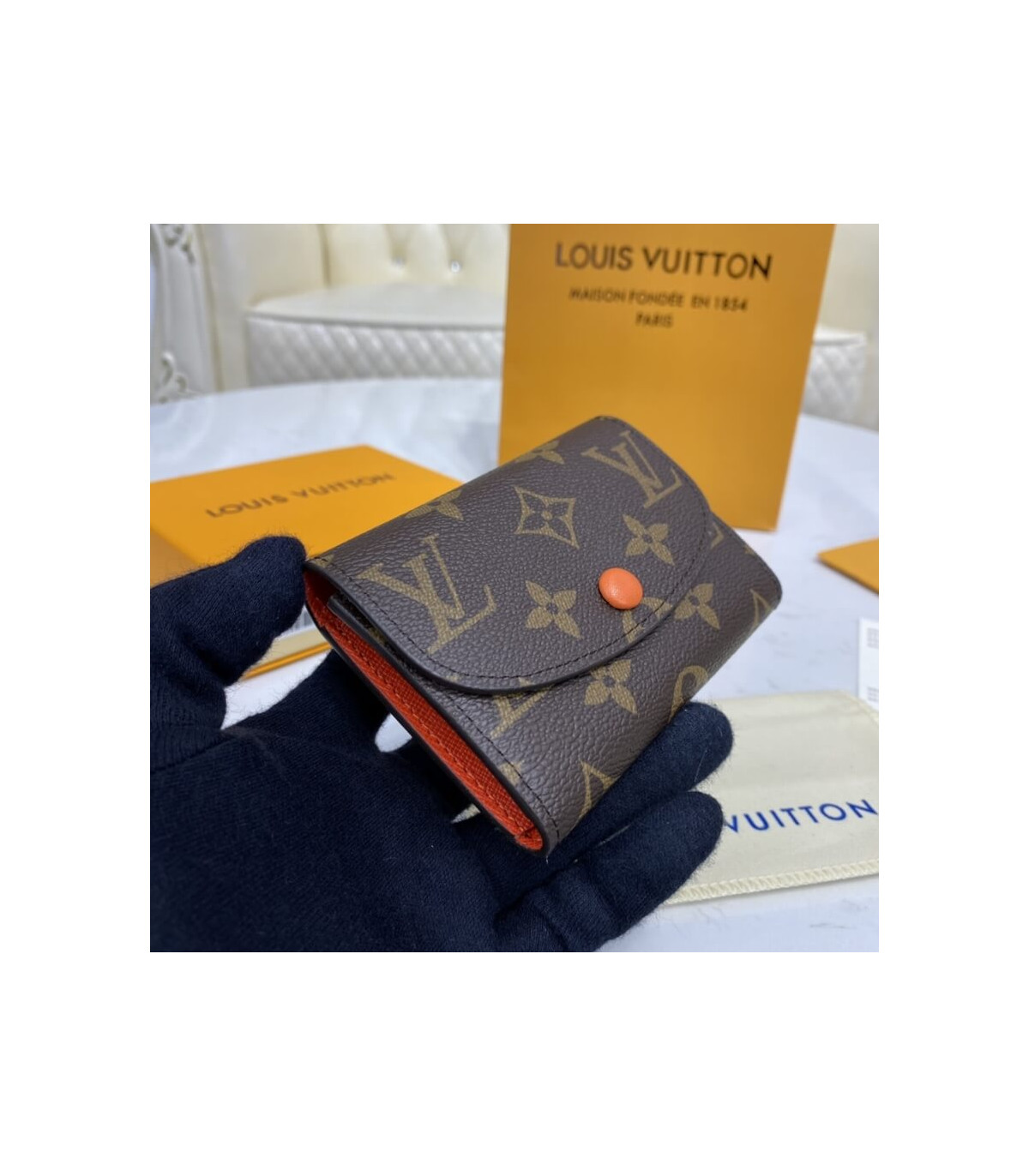 Brand New Louis Vuitton Empreinte Rosalie Coin Purse• Tonic Orange