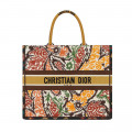 Christian Dior Book Tote Yellow Multicolor Dior Paisley Embroidery