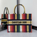 Christian Dior Small Book Tote Multicolor D-Stripes Embroidery