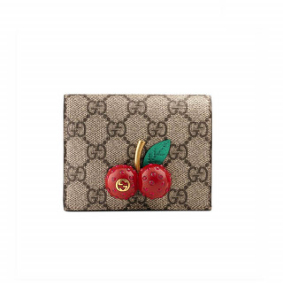 Gucci GG Supreme Card Case Wallet With Cherries
