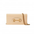 Gucci 1955 Horsebit Wallet With Chain in Beige Leather