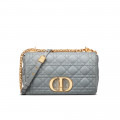 Christian Dior Medium Caro Bag Gray Supple Cannage Calfskin