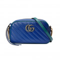 Gucci GG Marmont Small Shoulder Bag Blue and Emerald Leather