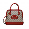Gucci 1955 Horsebit mall Top Handle Bag In Red GG Supreme Canvas