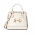 Gucci Horsebit 1955 Small Top Handle Bag in White Leather