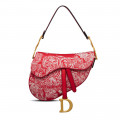 Christian Dior Saddle Bag Raspberry Toile de Jouy Reverse Jacquard