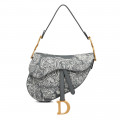 Christian Dior Saddle Bag Grey Toile de Jouy Reverse Jacquard