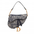 Christian Dior Saddle Bag Blue Toile de Jouy Reverse Jacquard