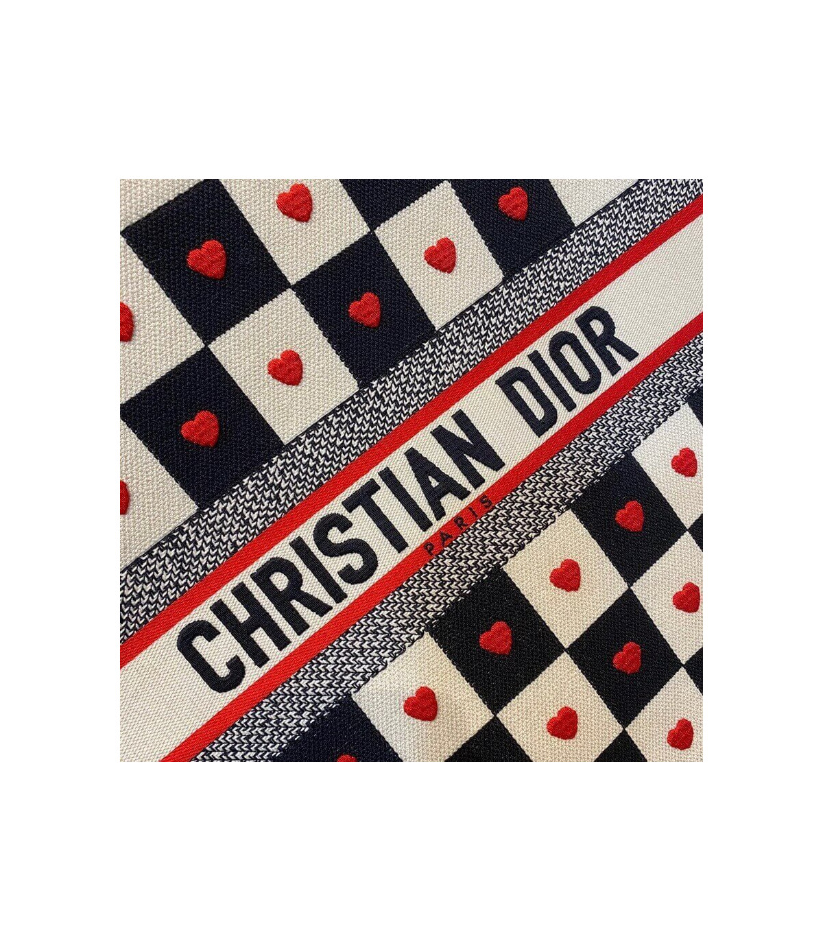 Christian Dior Dioramour Book Tote D-Chess Heart Embroidery
