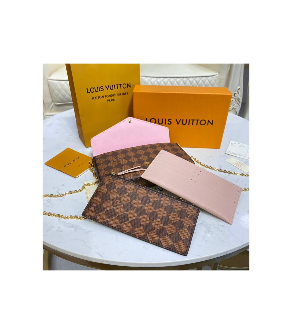 Louis Vuitton Damier Ebene Florin Wallet (SHF-21659) – LuxeDH
