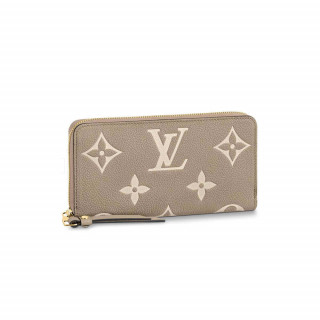 Louis Vuitton Bicolor Monogram Empreinte Leather Zippy Wallet Tourterelle Gray/Cream