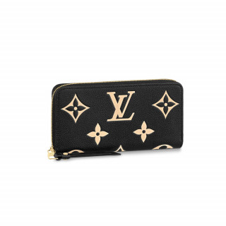 Louis Vuitton Bicolor Monogram Empreinte Leather Zippy Wallet Black / Beige