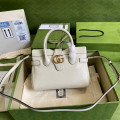 Gucci Small Top Handle Bag with Double G in White Leather