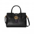 Gucci Small Top Handle Bag with Double G in Black Leather