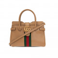 Gucci Small Top Handle Bag with Double G in Brown Leather