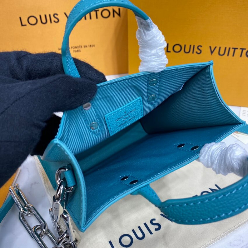 Authentic Louis Vuitton Sac Plat XS Turquoise Damier Check N60495 Leather  Abloh