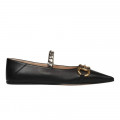 Gucci Chain Leather Ballet Flats with Horsebit in Black