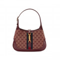 Gucci Jackie 1961 Small Shoulder Bag in Burgundy GG Canvas
