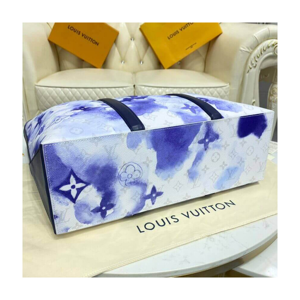 LOUIS VUITTON LV x YK Taurillon Monogram Weekend Tote Blue 1210093