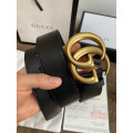 Gucci Black Leather 40mm Belt With Double G Buckle