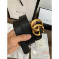 Gucci Black Leather 30mm Belt With Double G Buckle