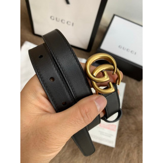 Gucci Black Leather 20mm Belt With Double G Buckle