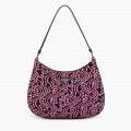 Prada Cleo Jacquard Knit and Leather Bag Black/Pink
