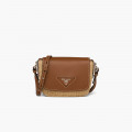 Prada Raffia and Leather Shoulder Bag Brown