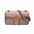 Gucci GG Marmont Matelasse Chevron Leather Small Shoulder Bag Nude Pink