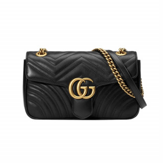 Gucci GG Marmont Matelasse Chevron Leather Small Shoulder Bag Black