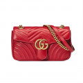 Gucci GG Marmont Matelasse Chevron Leather Small Shoulder Bag Red