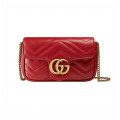 Gucci GG Marmont Matelasse Chevron Leather Super Mini Bag Red