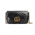 Gucci GG Marmont Matelasse Chevron Leather Super Mini Bag Black