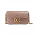 Gucci GG Marmont Matelasse Chevron Leather Super Mini Bag Nude Pink