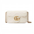 Gucci GG Marmont Matelasse Chevron Leather Super Mini Bag White