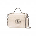Gucci GG Marmont White Matelasse Leather Mini Top Handle Bag