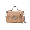 Gucci GG Marmont Rose Beige Matelasse Leather Mini Top Handle Bag