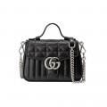 Gucci GG Marmont Black Matelasse Leather Mini Top Handle Bag