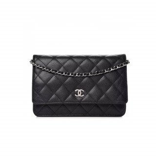 Chanel Caviar Quilted Wallet On Chain Woc Silver Hardware