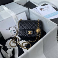Chanel Lambskin Pearl Mini Flap Bag Black