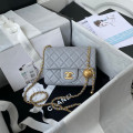 Chanel Lambskin Pearl Mini Flap Bag Grey