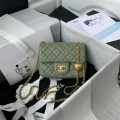 Chanel Lambskin Pearl Mini Flap Bag Green
