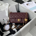 Chanel Lambskin Pearl Flap Bag Burgundy