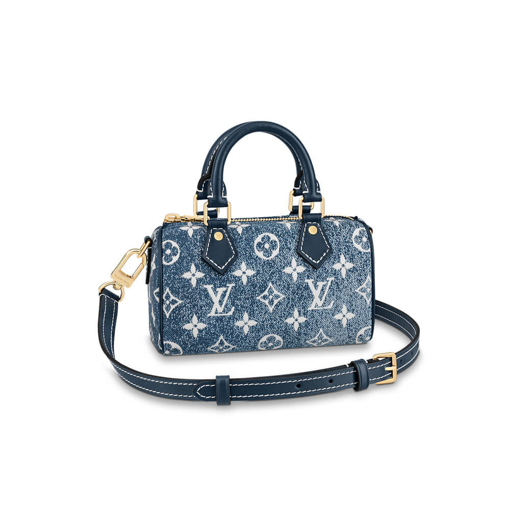 Nano speedy / mini hl handbag Louis Vuitton Blue in Denim - Jeans - 34316662