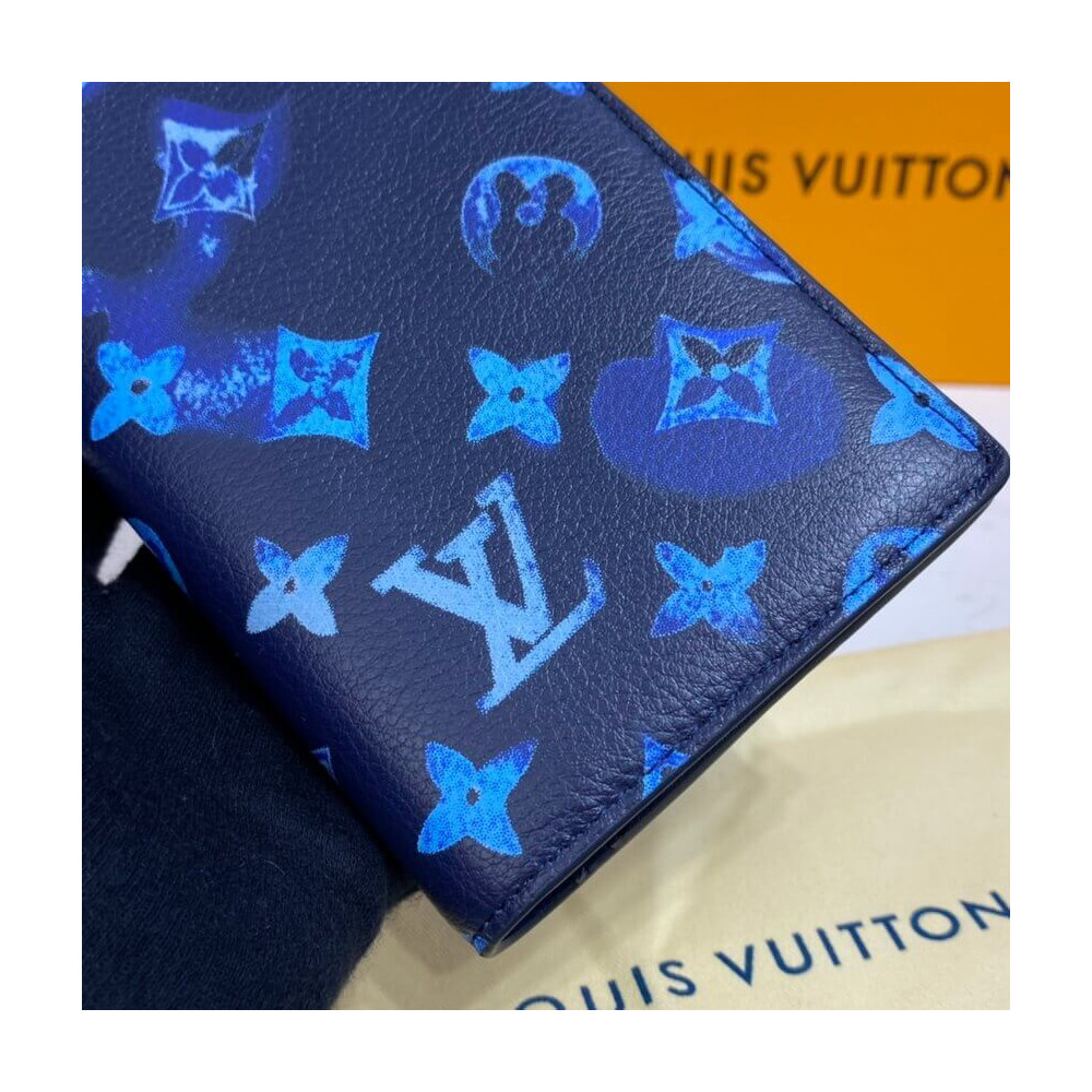 Louis Vuitton Brazza Wallet Limited Edition Monogram Ink Watercolor Leather  Blue 16368835