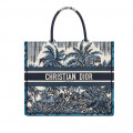 Dior Book Tote in Blue Palms Embroidery