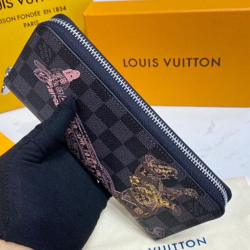 Louis Vuitton N63076 Damier Graphite Canvas Zippy Coin Purse Vertical Wallet  for Coins/ Cards - The Attic Place